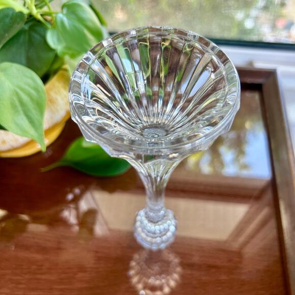 Vintage Mikasa Crystal Taper Candle Holder – 8” Ribbed Glass Elegant Home Decor - Picture 7 of 8